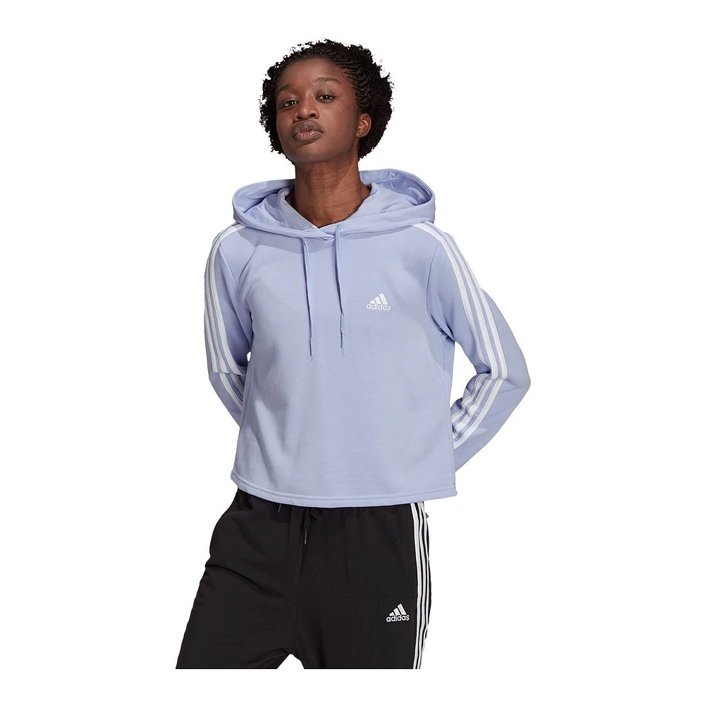 adidas Women's 3-Stripe Cropped Pullover Hoodie