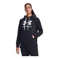 Under Armour Women's Rival Big Logo Pullover Hoodie, Fleece, Kangaroo Pocket