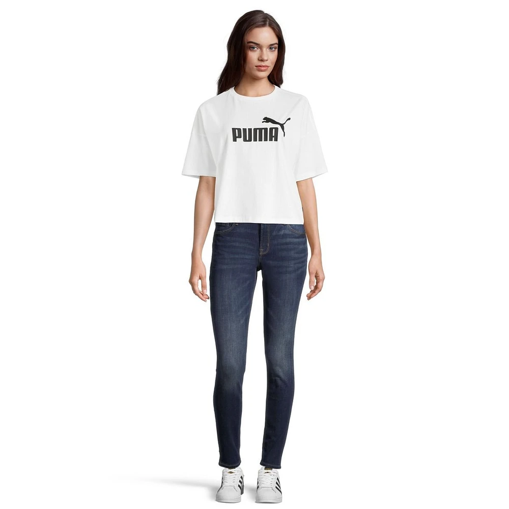 PUMA Women's Essentials Cotton Crop T Shirt, Relaxed Fit