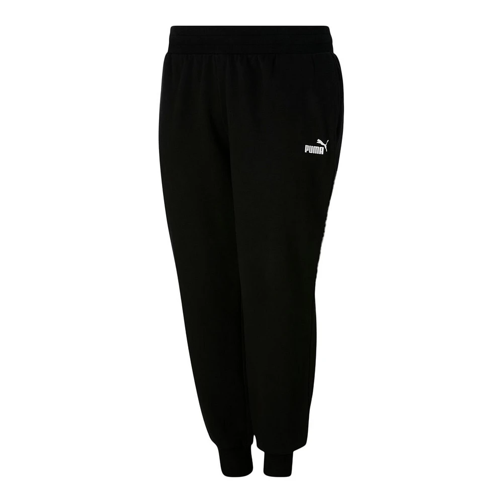 PUMA Women's Plus Essentials Fleece Sweatpants, Casual, Lounge, Mid Rise, Tapered