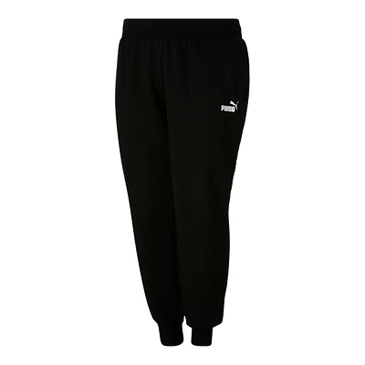 PUMA Women's Plus Essentials Fleece Sweatpants, Casual, Lounge, Mid Rise, Tapered