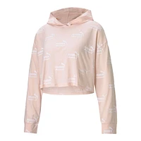 PUMA Women's Amplified All Over Print Logo Pullover Hoodie