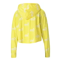 PUMA Women's Amplified All Over Print Logo Pullover Hoodie