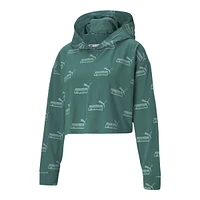 PUMA Women's Amplified All Over Print Logo Pullover Hoodie