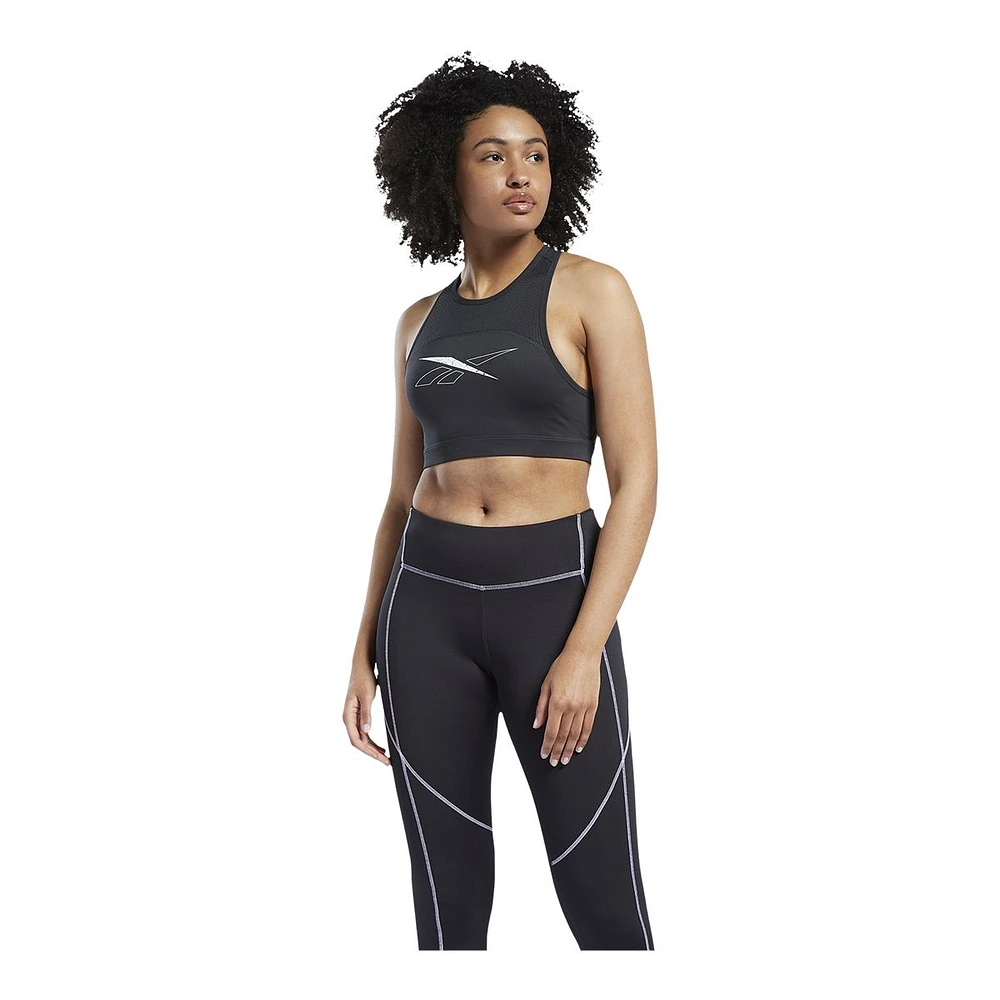 Reebok Women's WOR Sports Bra, Medium Impact, High Neckline