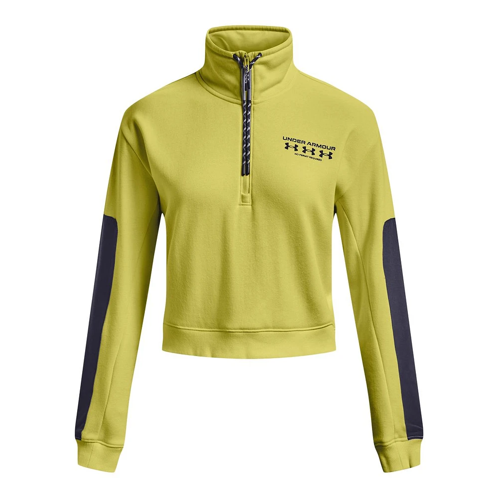 Under Armour Women's Run Trail Crop Half Zip Long Sleeve Top