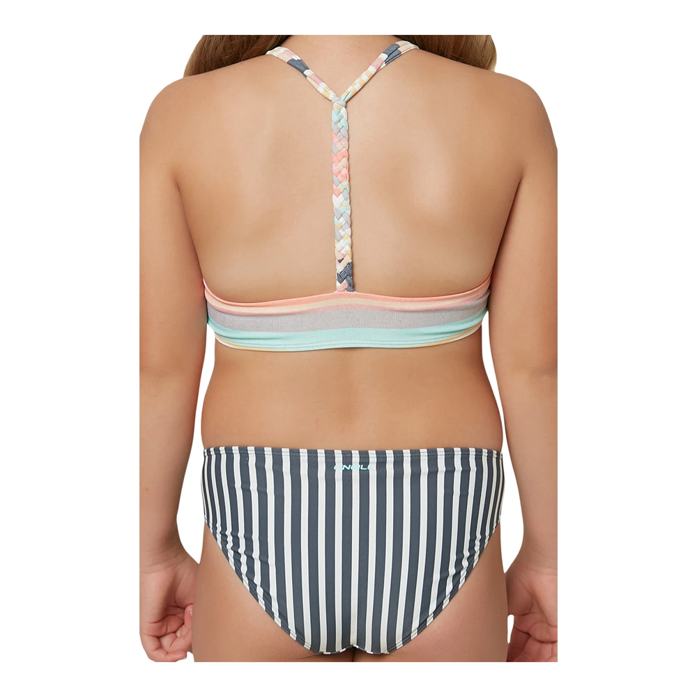 O'Neill Girls' Cruz Stripe Braided Strap High-Neck Swimsuit