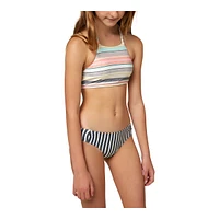 O'Neill Girls' Cruz Stripe Braided Strap High-Neck Swimsuit