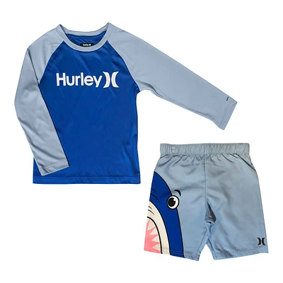 Hurley Toddler Boys' UPF 50+ Shark Bait Raglan N Trunk Set