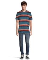 Ripzone Men's Nanoose T Shirt, Short Sleeve, Crew Neck, Cotton, Striped, Pocket