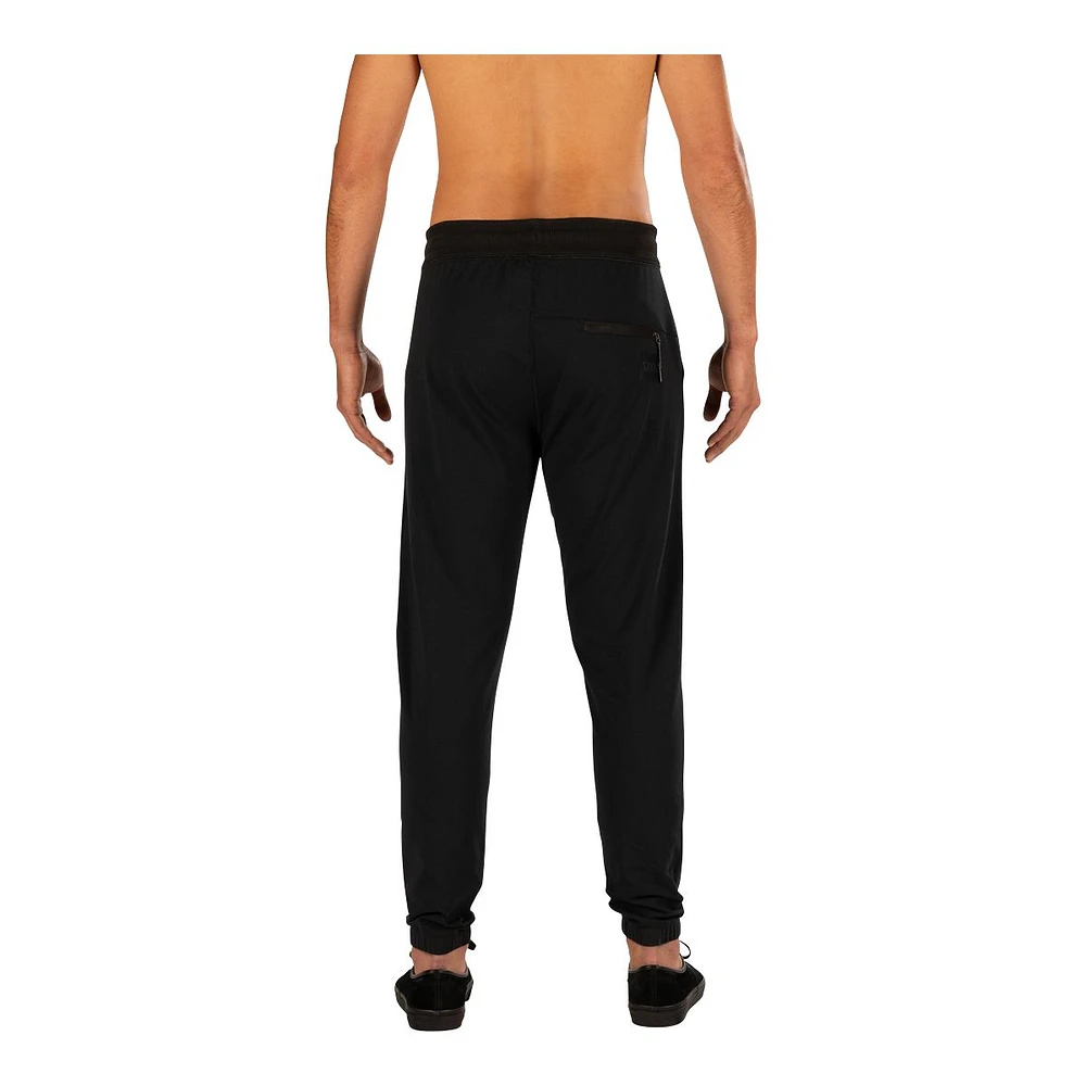 SAXX Men's Down Time Mid Weight Knit Moisture Wicking Lounge Pants with Drawstring - Black