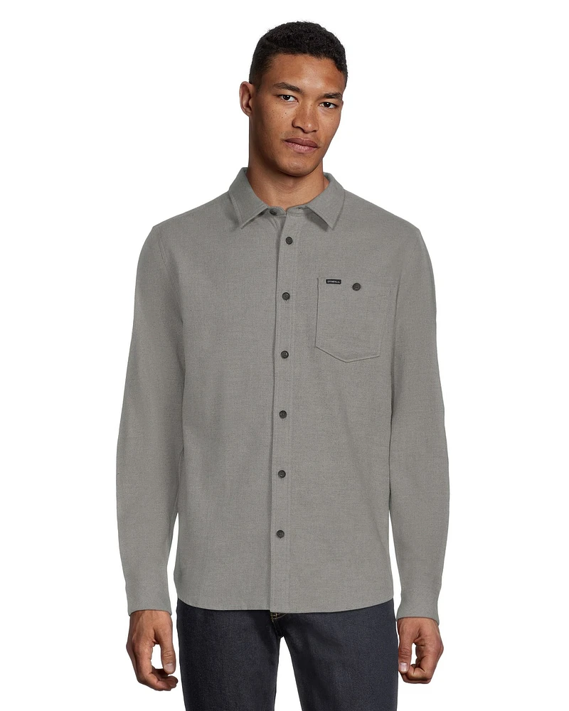 O'Neill Men's Redmond Solid Stretch Flannel Long Sleeve Shirt