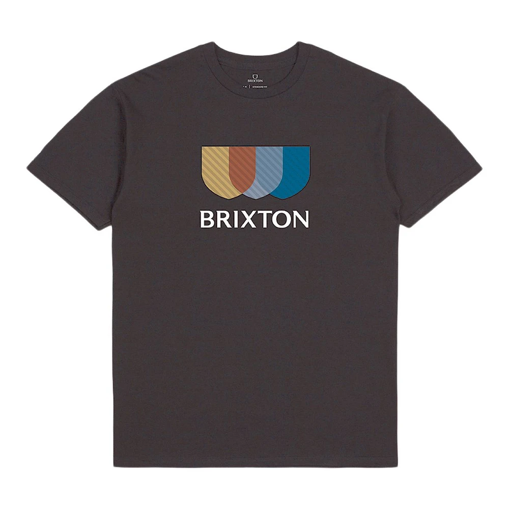 Brixton Men's Alton Stripe T Shirt, Short Sleeve, Crew Neck, Cotton, Graphic