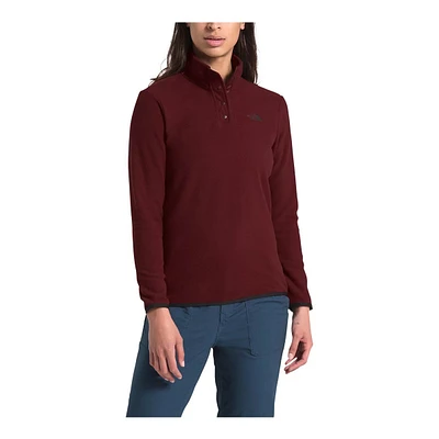 The North Face Women's TKA Glacier Snap-Neck Pullover - Red