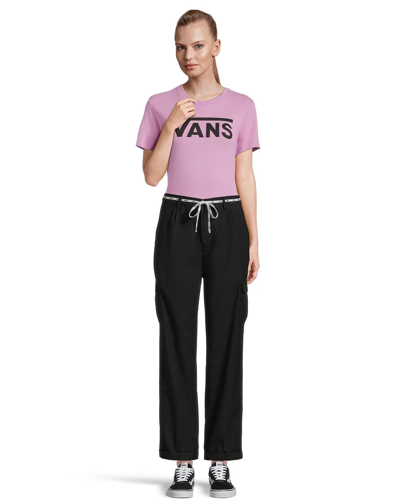 Vans Women's Shoe Lace Cargo Pants, Casual, Mid Rise, Wide Leg