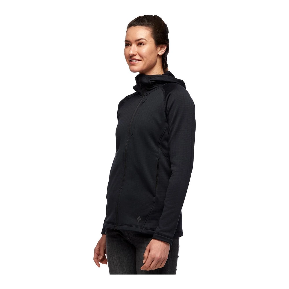 Black Diamond Women's Factor Full Zip Hoodie, Fleece, Quick-Dry