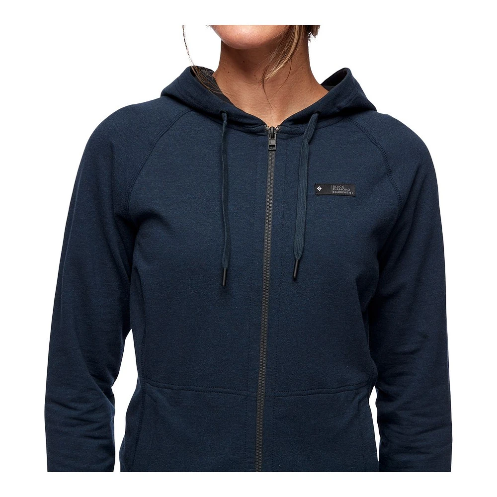 Black Diamond Women's Snow Full Zip Hoodie, Organic Cotton