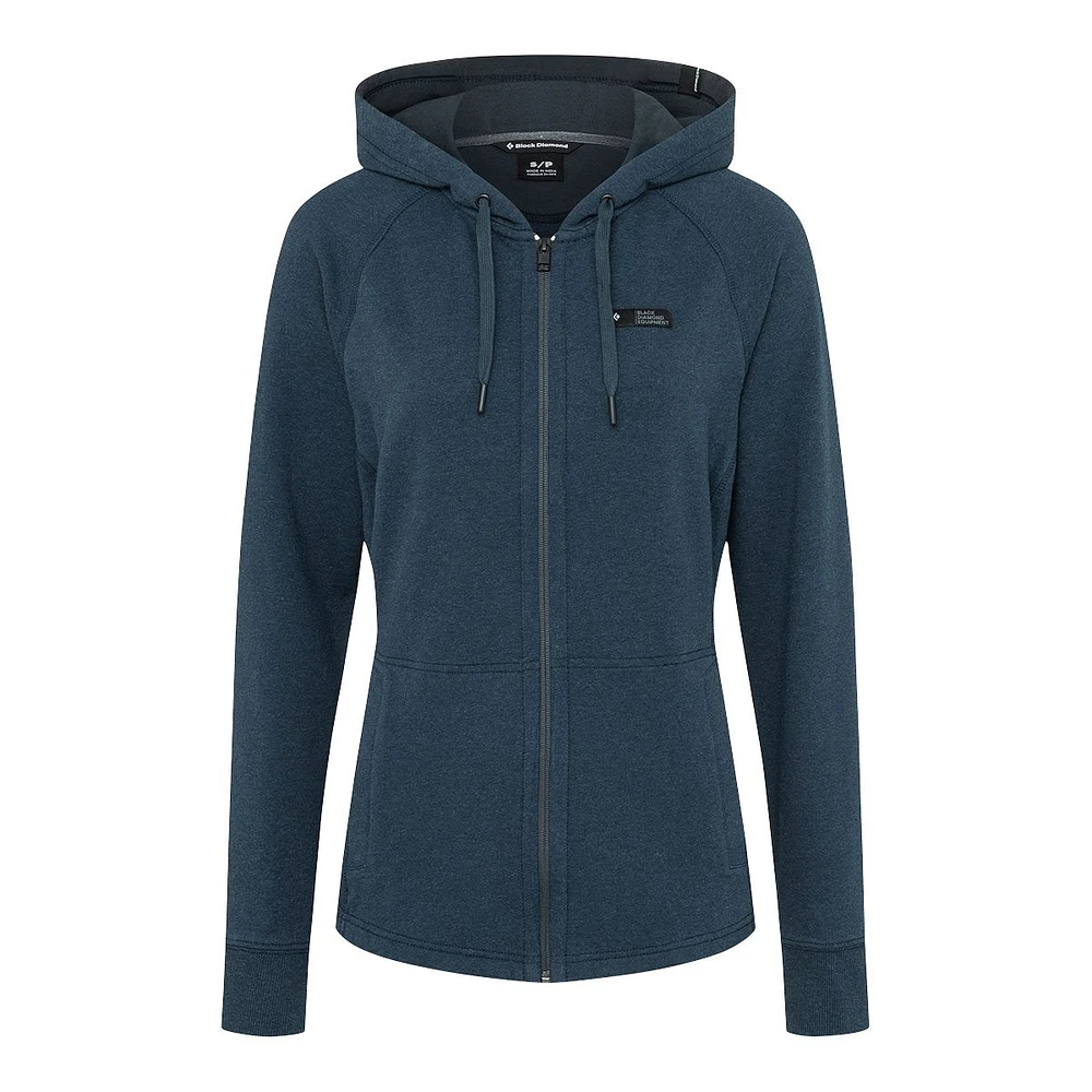 Black Diamond Women's Snow Full Zip Hoodie, Organic Cotton