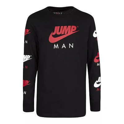 Jordan Boys' Jumpman Graphic Long Sleeve Shirt, Kids', Crewneck, Cotton,