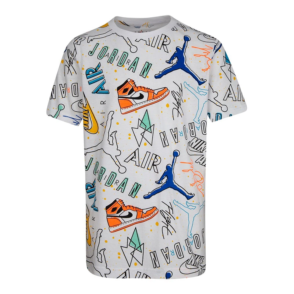 Jordan Boys' Jumpman Playground All Over Print T Shirt, Kids', Crewneck, Cotton, Graphic