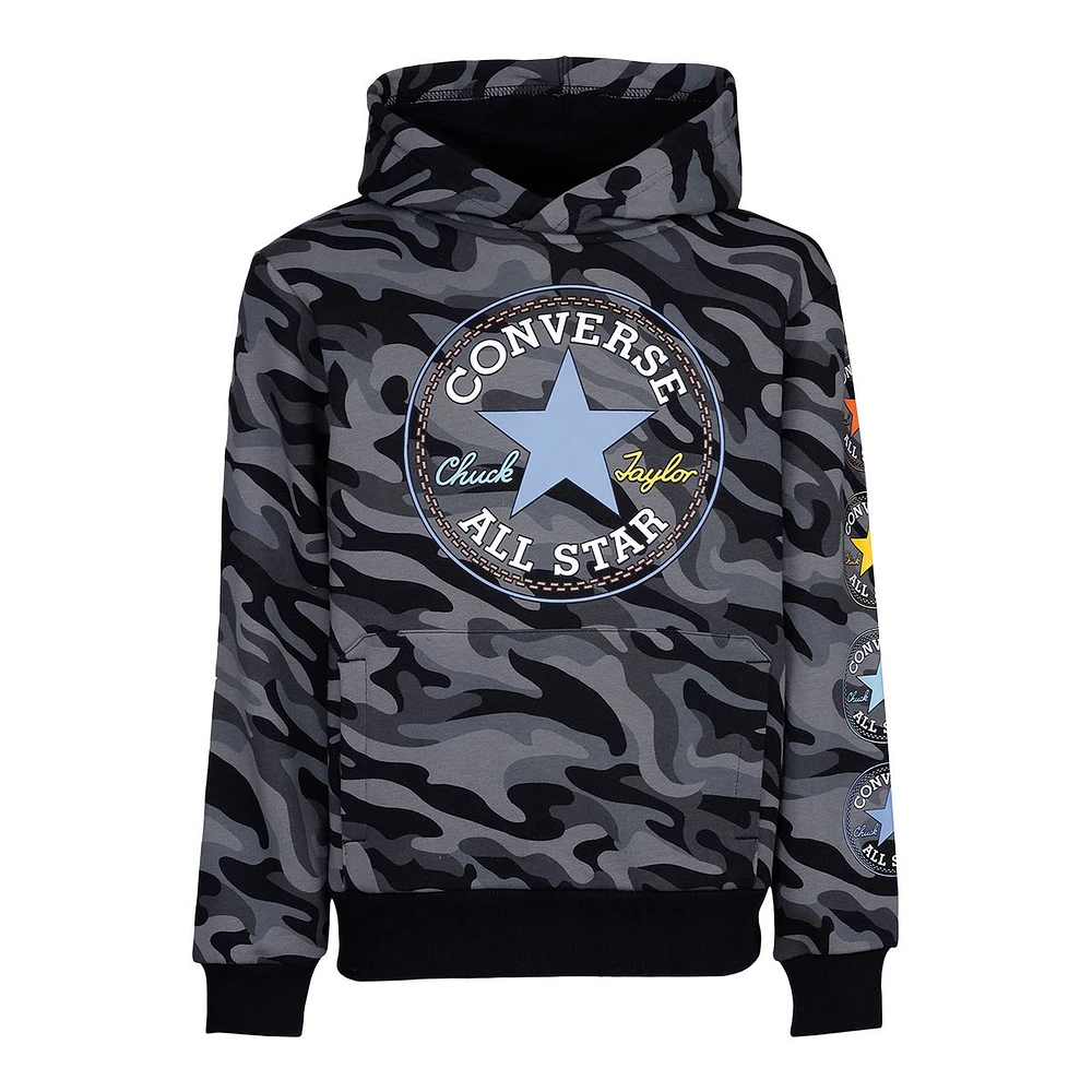 Converse Boys' Camo Chuck Hoodie, Kids', Pullover, French Terry, Kangaroo Pocket