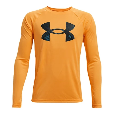 Under Armour Boys' Tech Logo Fill Long Sleeve Shirt, Kids, Crewneck, Quick Dry