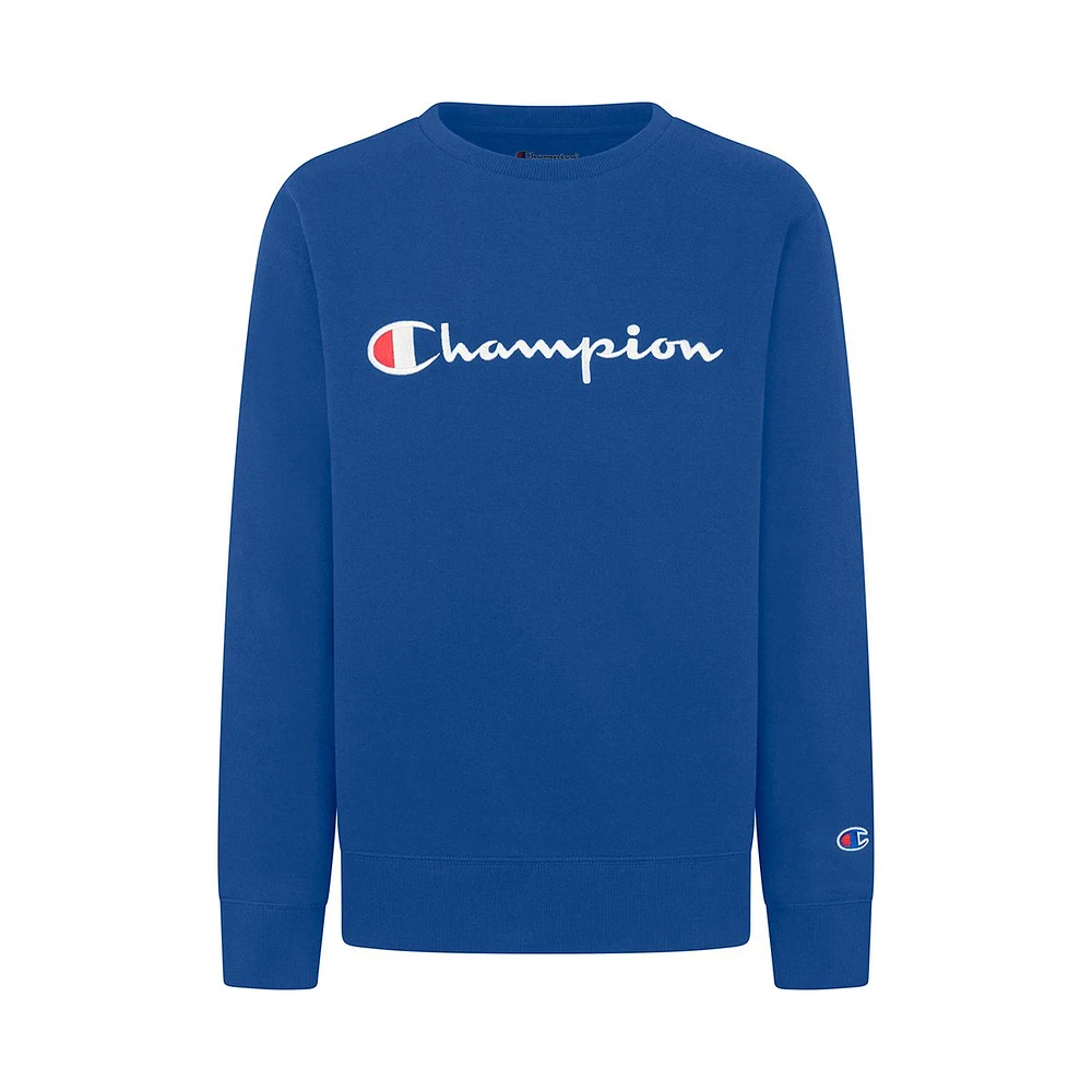 Champion Boys' Fleece Sweatshirt, Kids, Crewneck, Cotton, Quick Dry