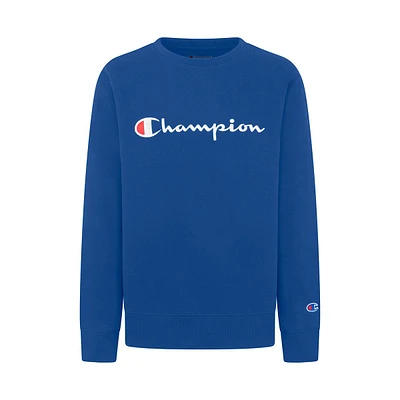 Champion Boys' Fleece Sweatshirt, Kids, Crewneck, Cotton, Quick Dry