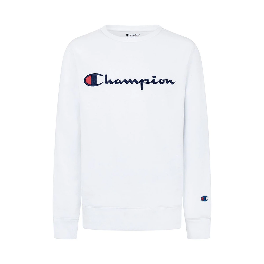 Champion Boys' Fleece Sweatshirt, Kids, Crewneck, Cotton, Quick Dry