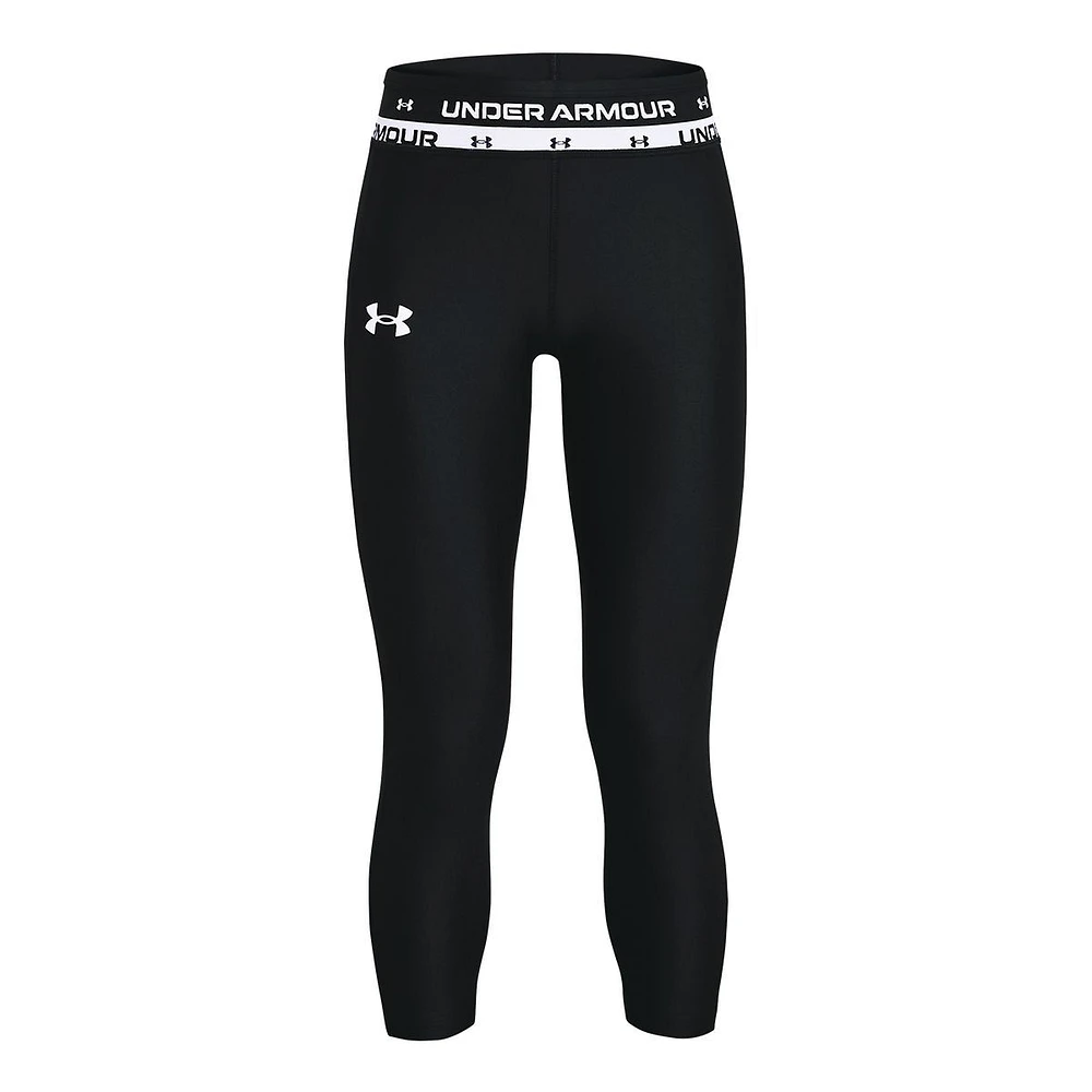 Under Armour Girls' HeatGear® Crop Leggings, Kids', Capri, Anti-Odour, Athletic