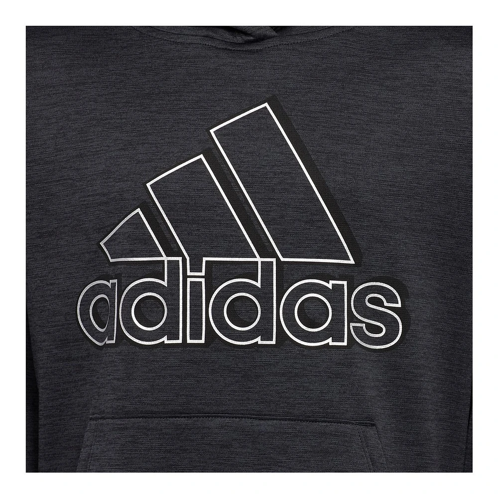 Adidas Girls' Melange Hoodie, Kids', Pullover, Fleece, Kangaroo Pocket