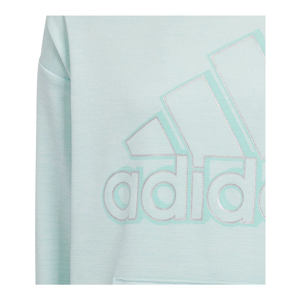 Adidas Girls' Melange Hoodie, Kids', Pullover, Fleece, Kangaroo Pocket