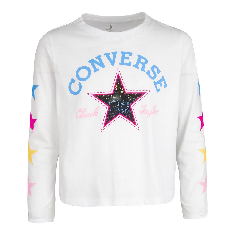 Converse Girls' Chuck Patch Boxy Long Sleeve Shirt