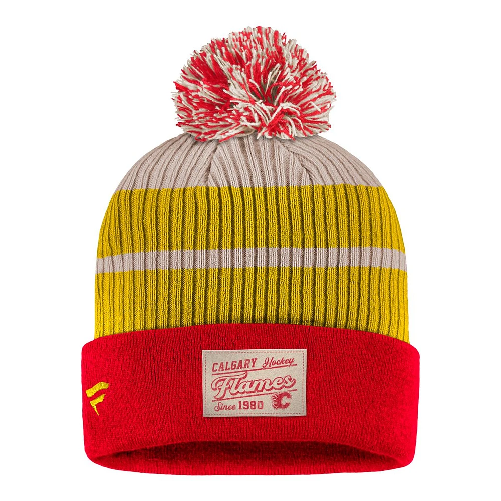 Calgary Flames Fanatics True Classics Pom Knit Hat, NHL, Hockey