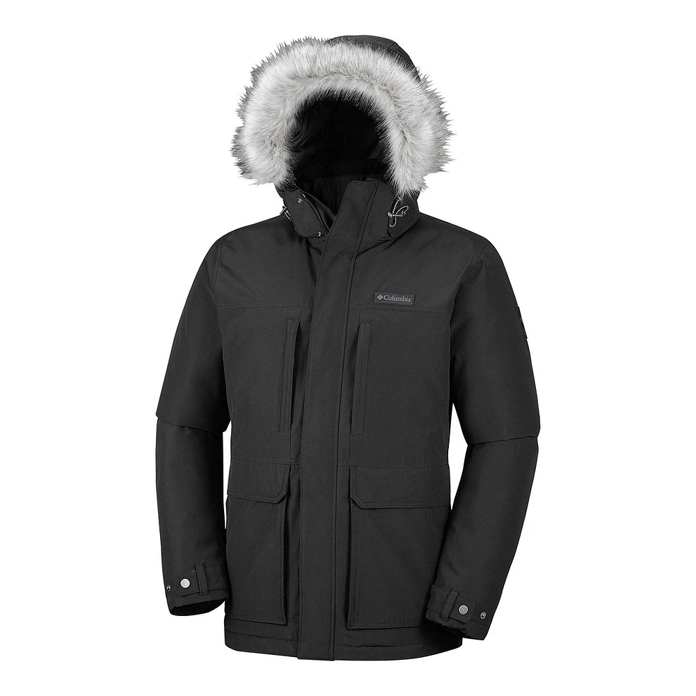 Columbia Men's Marquam Peak Winter Jacket, Long, Insulated Down, Hooded, Water Resistant