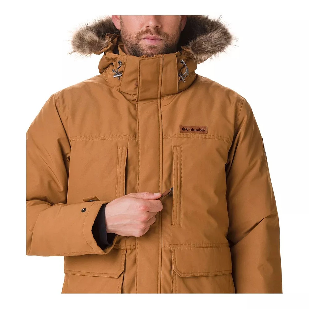 Columbia Men's Marquam Peak Winter Jacket, Long, Insulated Down, Hooded, Water Resistant