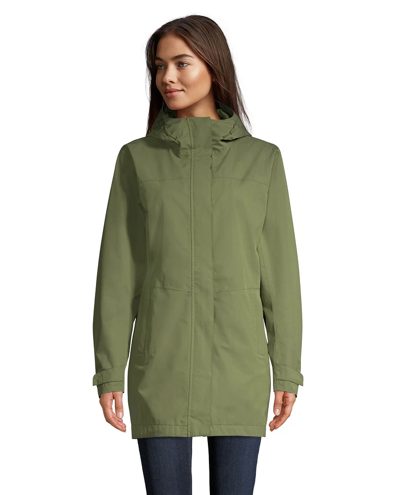 Woods Women's Monolith 2L Mid-Length Hooded Rain Jacket, Waterproof, Breathable, Shell