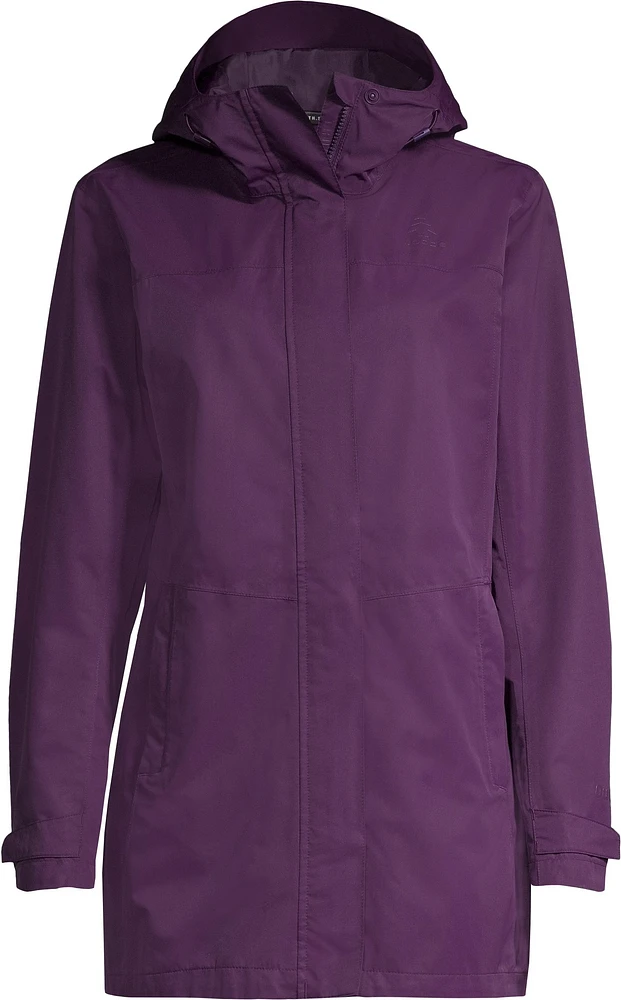 Woods Women's Monolith 2L Mid-Length Hooded Rain Jacket, Waterproof, Breathable, Shell