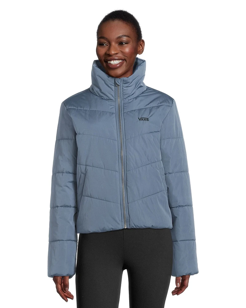 Vans Women's Foundry V Puffer Winter Jacket, Short, Insulated Synthetic, Water Repellent