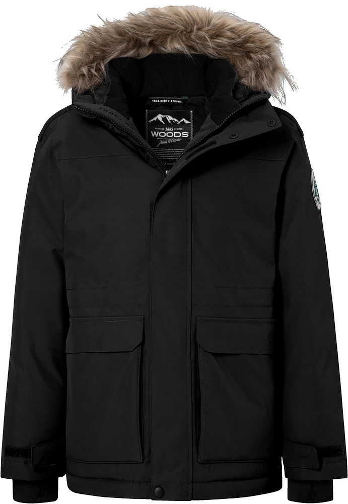 Woods Boys' Avens Winter Jacket/Parka, Kids', Down, Insulated, Waterproof, Hooded