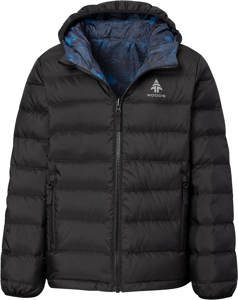 Woods Boys' Benington Winter Jacket, Kids', Down, Puffer, Insulated, Water Repellent, Hooded