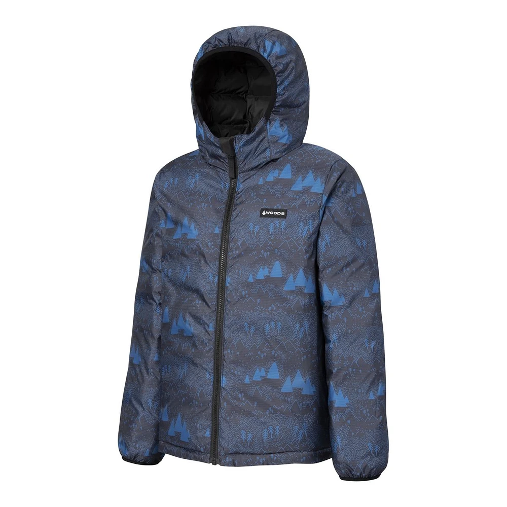 Woods Boys' Benington Winter Jacket, Kids', Down, Puffer, Insulated, Water Repellent, Hooded