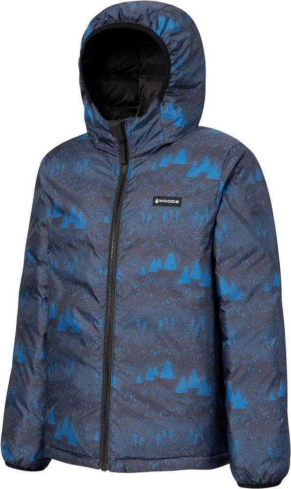 Woods Boys' Benington Winter Jacket, Kids', Down, Puffer, Insulated, Water Repellent, Hooded