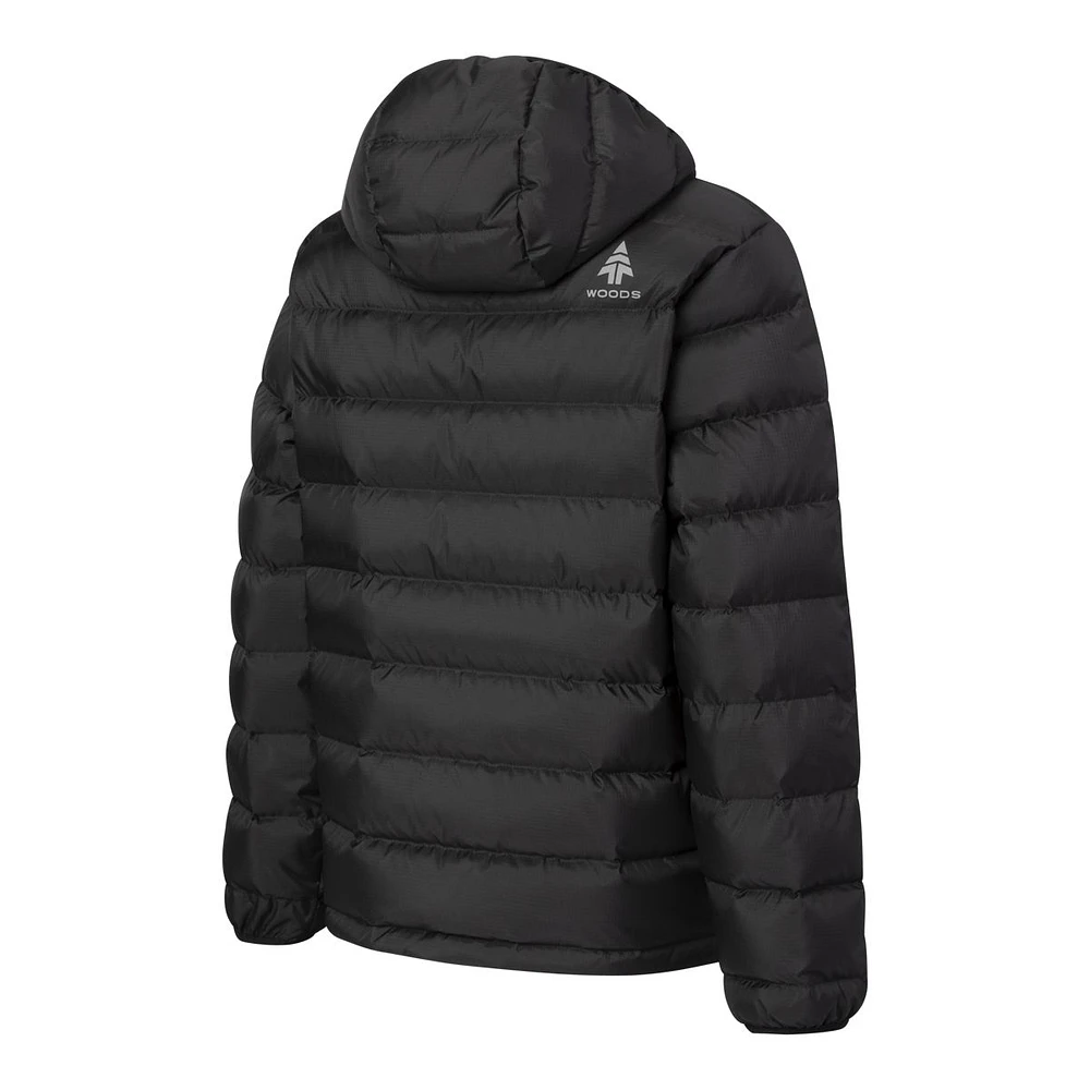 Woods Boys' Benington Winter Jacket, Kids', Down, Puffer, Insulated, Water Repellent, Hooded