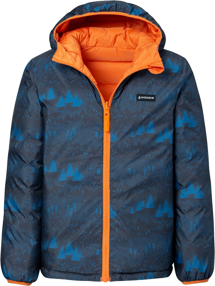 Woods Boys' Benington Winter Jacket, Kids', Down, Puffer, Insulated, Water Repellent, Hooded