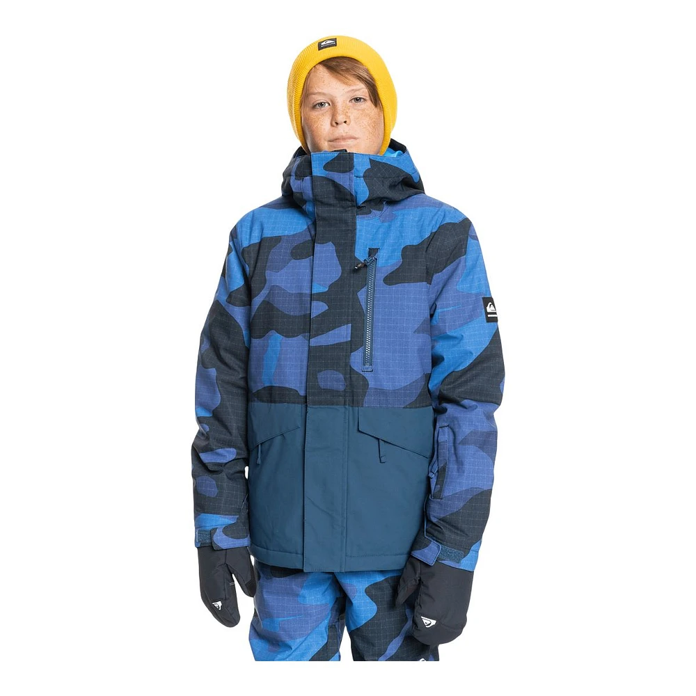 Quiksilver Boys' Mission Printed Block Winter Jacket, Kids', Ski, Insulated, Waterproof