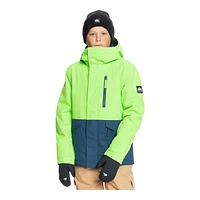 Quiksilver Boys' Mission Block Winter Jacket, Kids', Ski, Insulated, Waterproof, Hooded