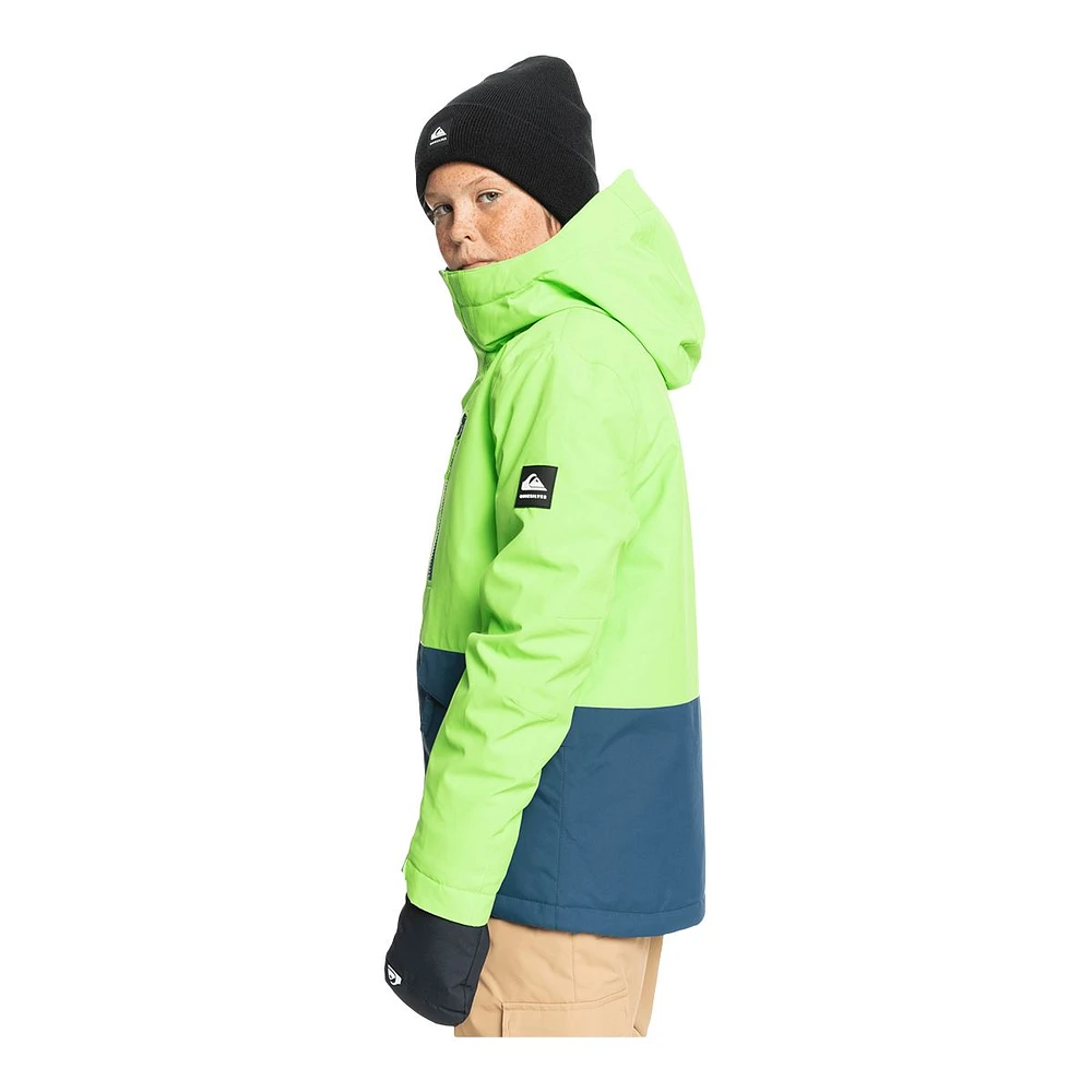 Quiksilver Boys' Mission Block Winter Jacket, Kids', Ski, Insulated, Waterproof, Hooded