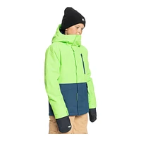 Quiksilver Boys' Mission Block Winter Jacket, Kids', Ski, Insulated, Waterproof, Hooded