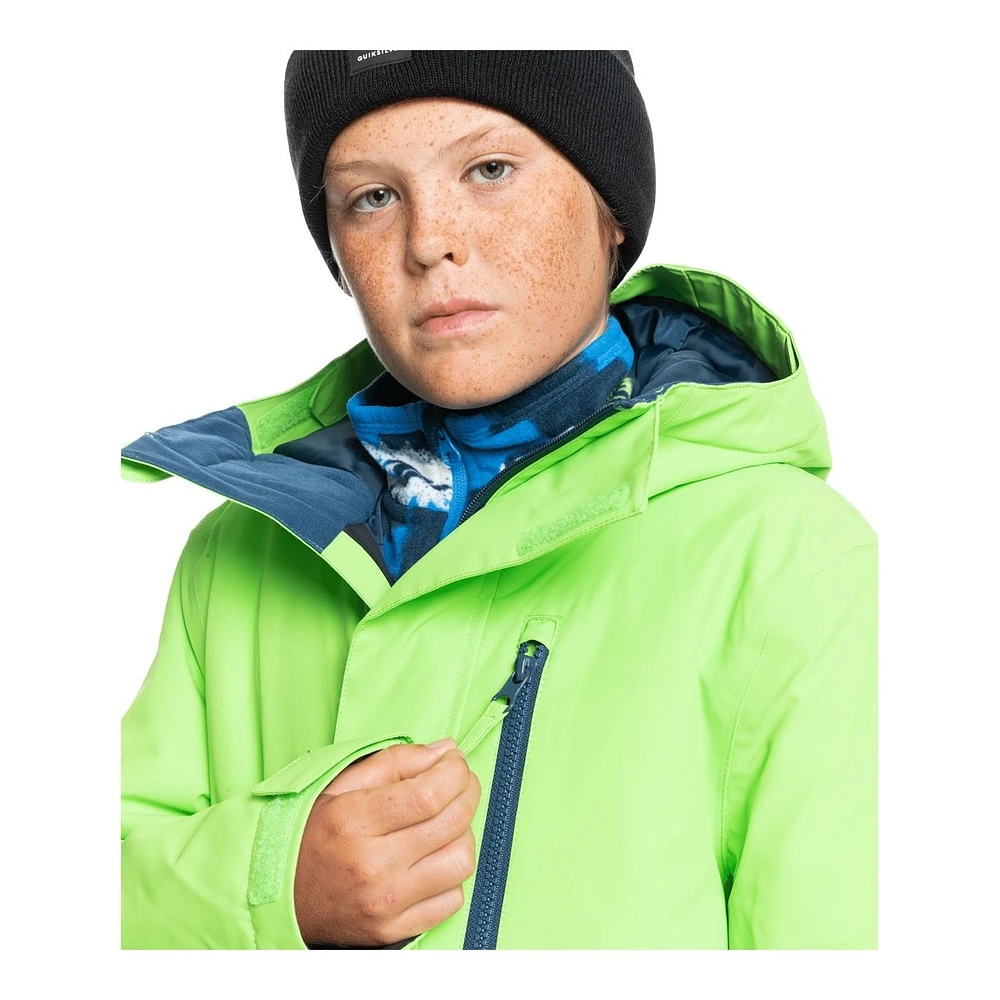 Quiksilver Boys' Mission Block Winter Jacket, Kids', Ski, Insulated, Waterproof, Hooded